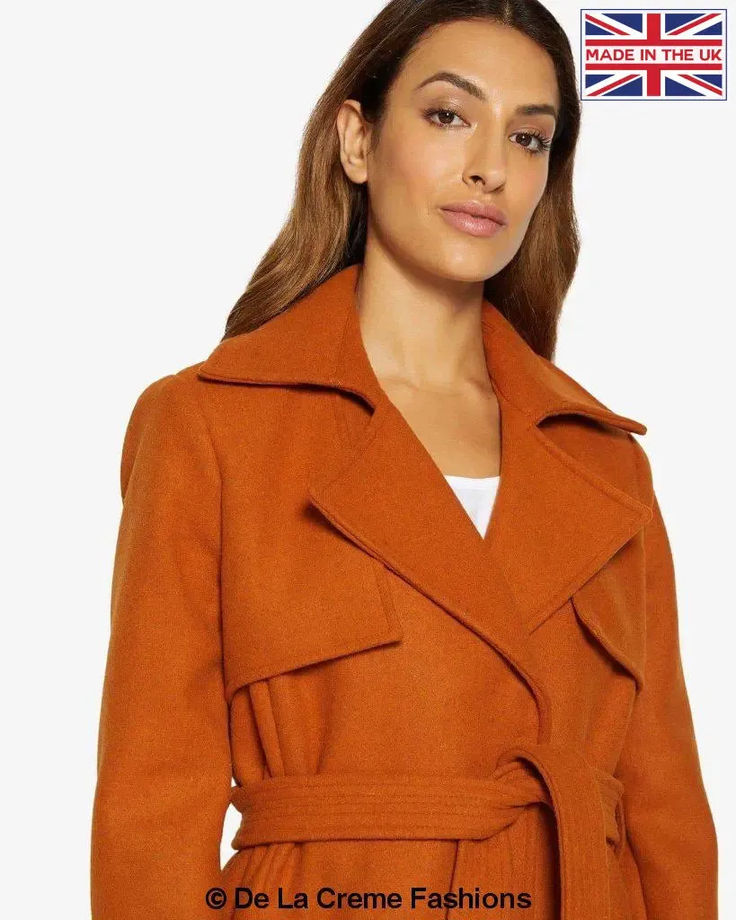 Stylish Lapel Collar Belted Duster Coat