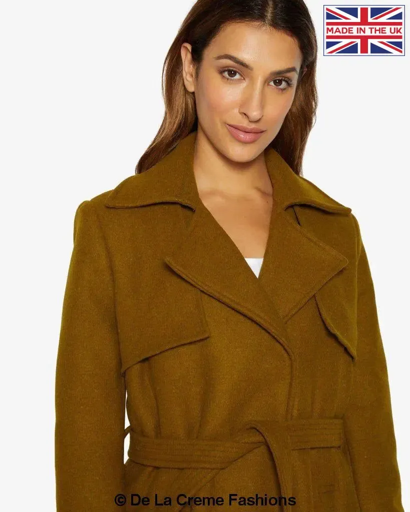 Stylish Lapel Collar Belted Duster Coat