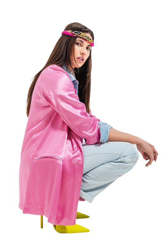 Stylish Pink Satin Blazer for Powerful Individuals