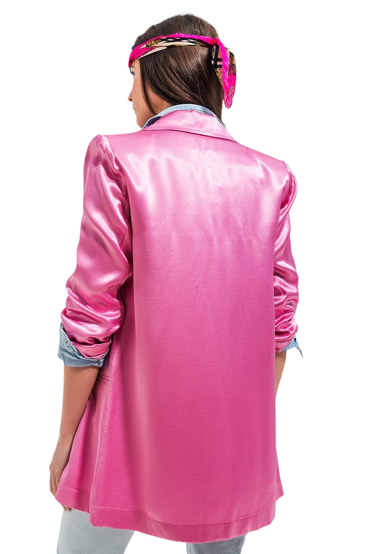 Stylish Pink Satin Blazer for Powerful Individuals