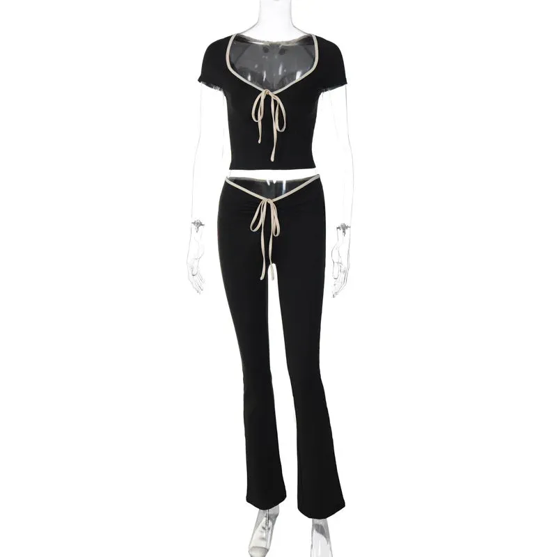 Suite Life Crop Top And Flare Pant Set