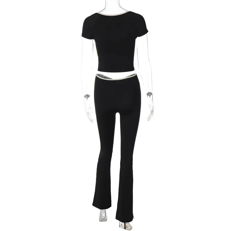 Suite Life Crop Top And Flare Pant Set