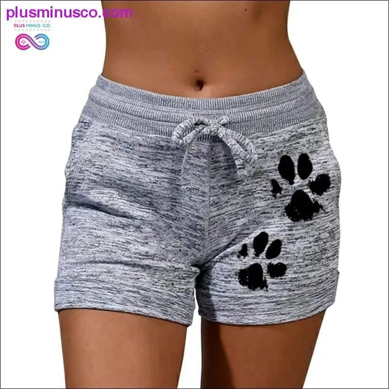 Summer Quick-Dry Cat Paw Print Shorts with Drawstring and Lace-Up - Shop Now