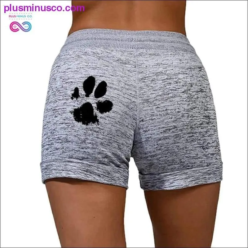 Summer Quick-Dry Cat Paw Print Shorts with Drawstring and Lace-Up - Shop Now