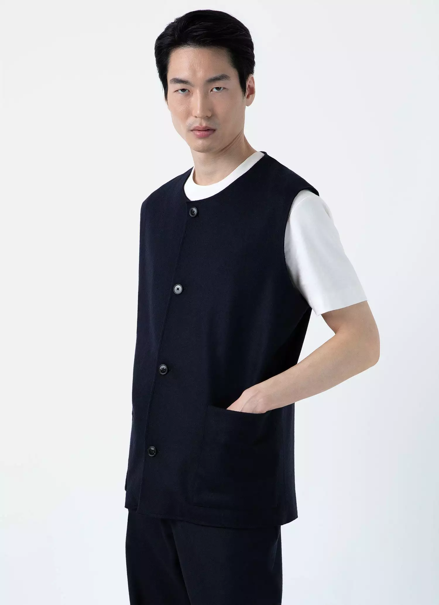 Sunspel x Casely-Hayford Navy Waistcoat for Men.