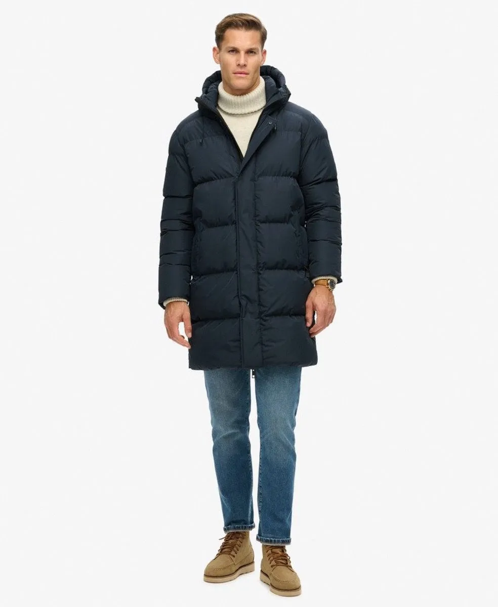 Superdry Eclipse Navy Hooded Sports Puffer Mid Jacket