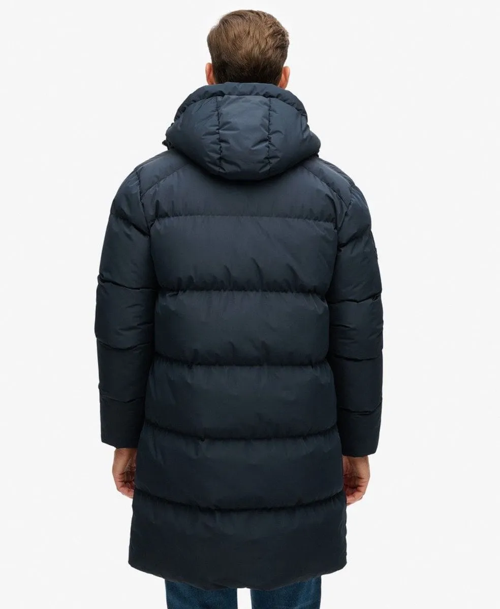 Superdry Eclipse Navy Hooded Sports Puffer Mid Jacket