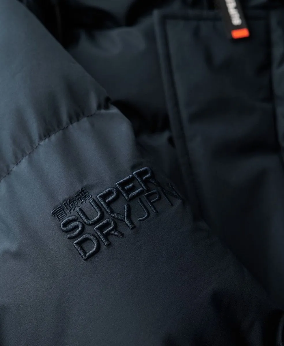 Superdry Eclipse Navy Hooded Sports Puffer Mid Jacket