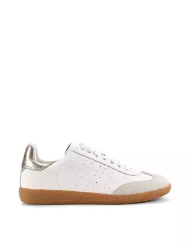 Sutton Cupsole Sneaker - White and Gold Leather