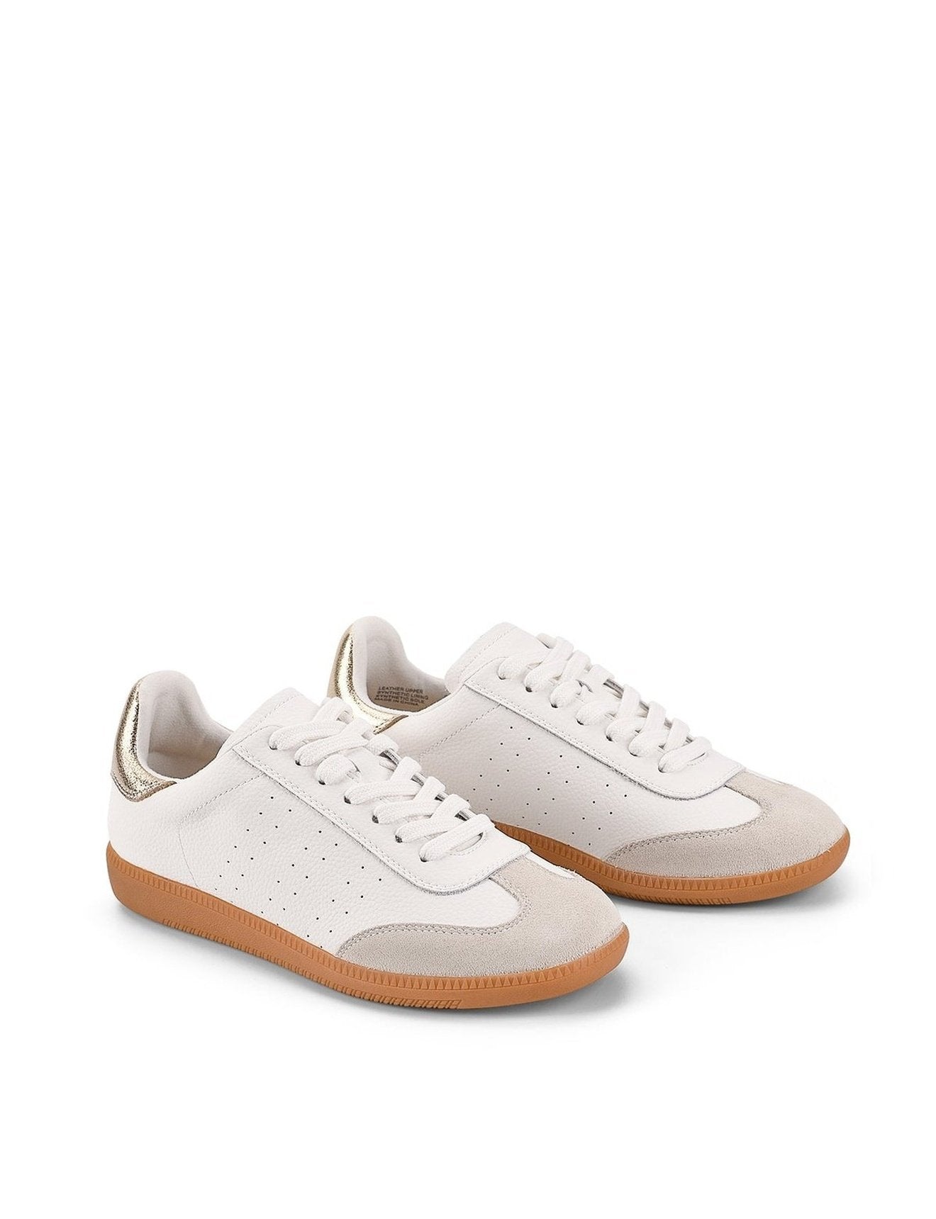 Sutton Cupsole Sneaker - White and Gold Leather