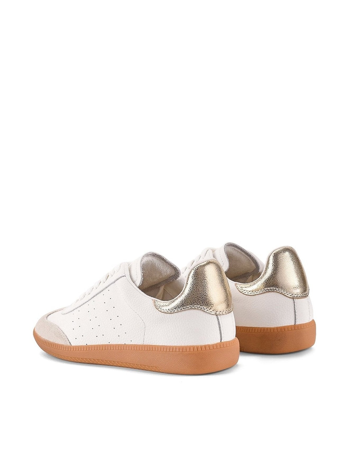 Sutton Cupsole Sneaker - White and Gold Leather