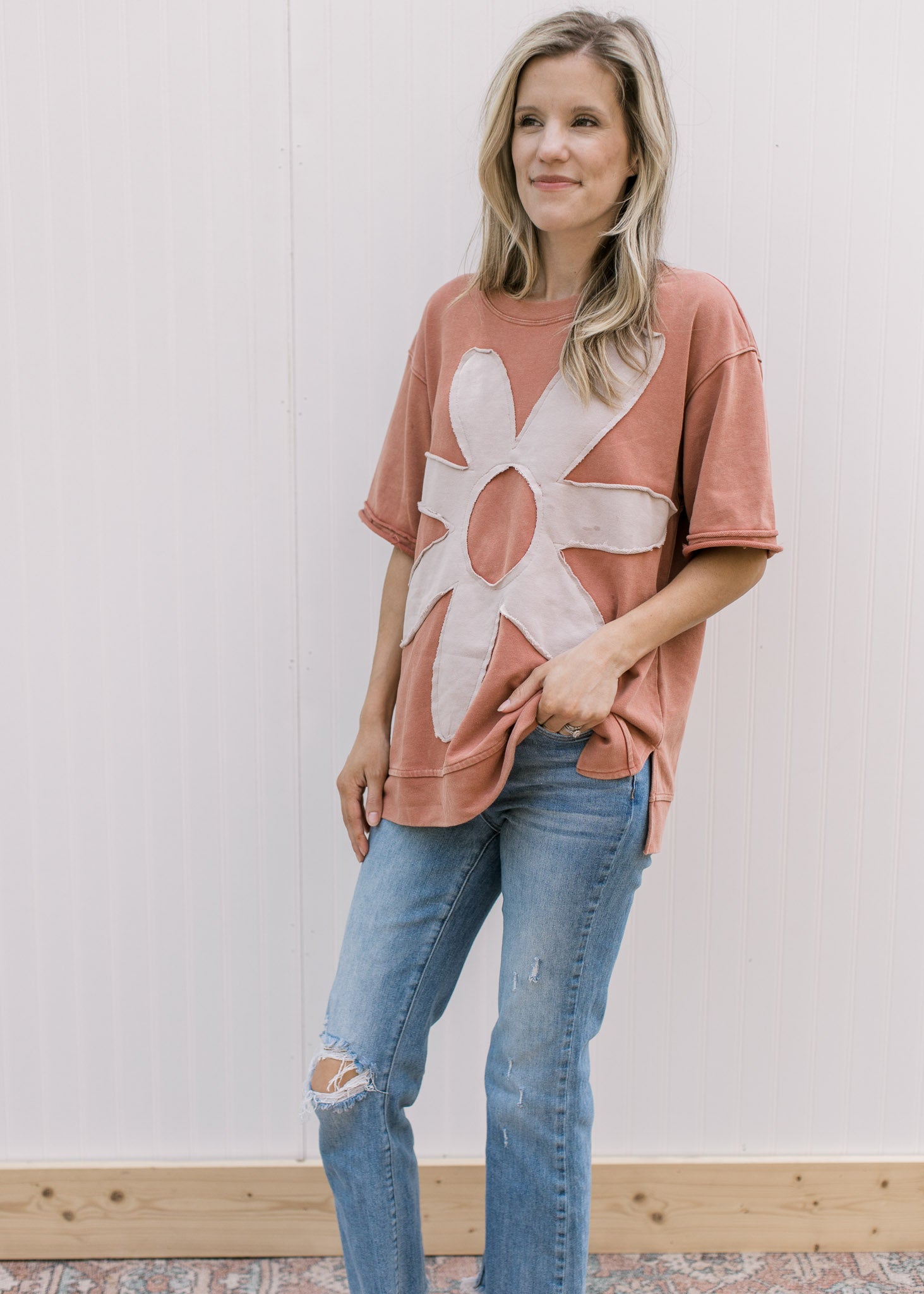 Taupe Floral Blouse