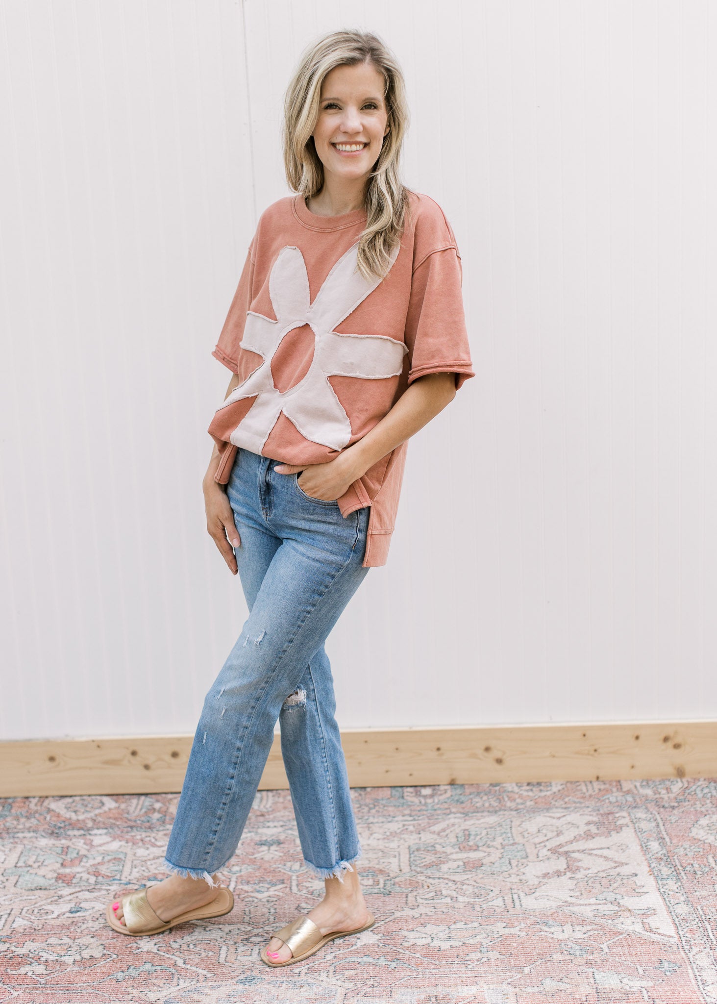 Taupe Floral Blouse