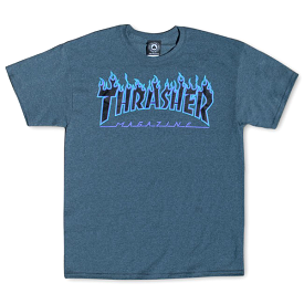 Thrasher Magazine Flame Logo Short Sleeve Dark Heather