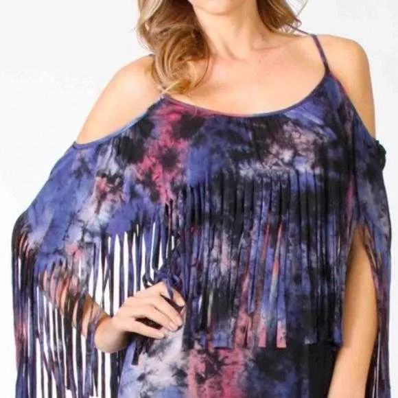 Purple Tie-Dye Bell Sleeve Top