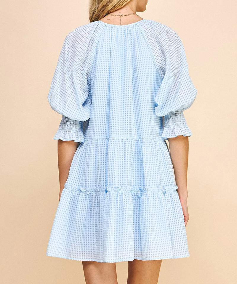 Tiered Baby Blue Mini Dress