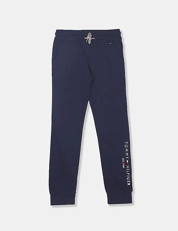 Tommy Hilfiger Kids Girls Navy Drawstring Waist Knit Joggers for Girls