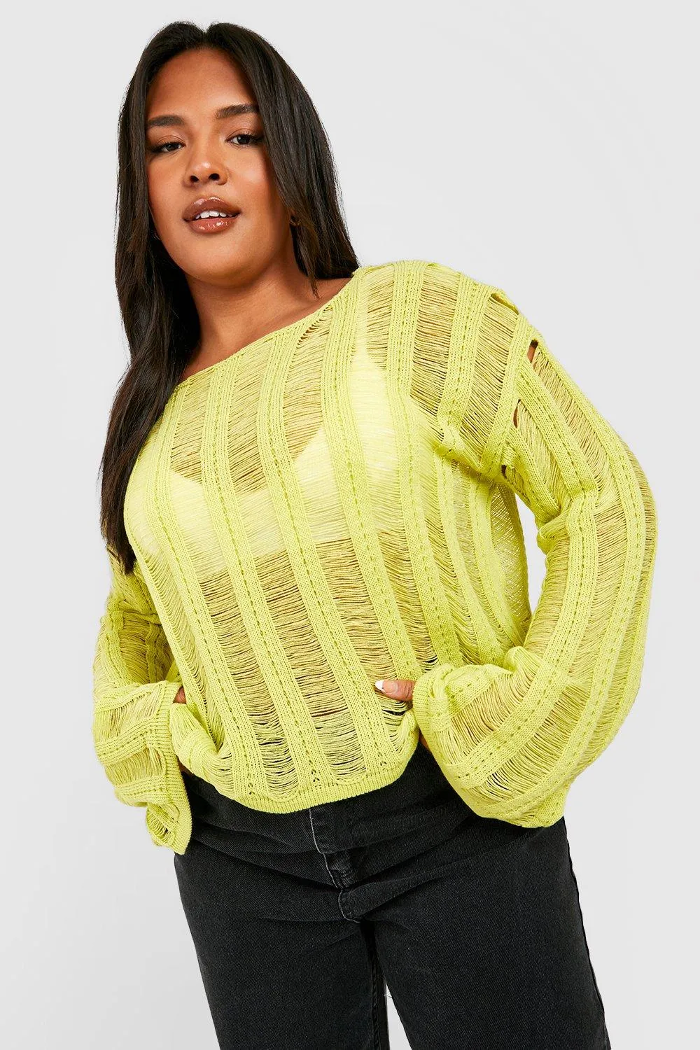 Trendy Ladder Stitch Sweater