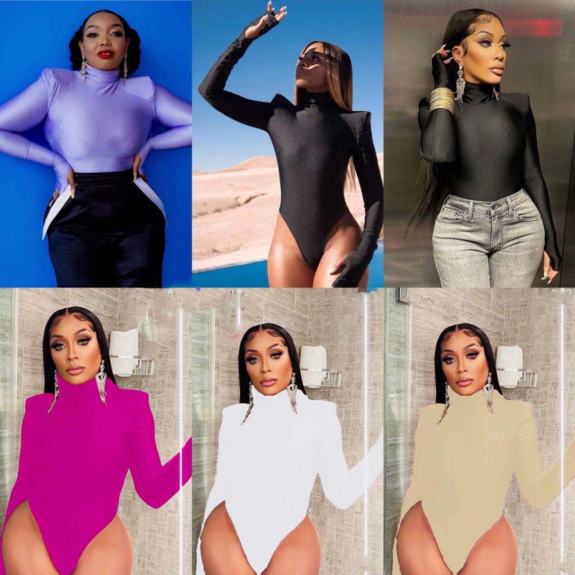 Turtleneck Bodysuit with Long Sleeves