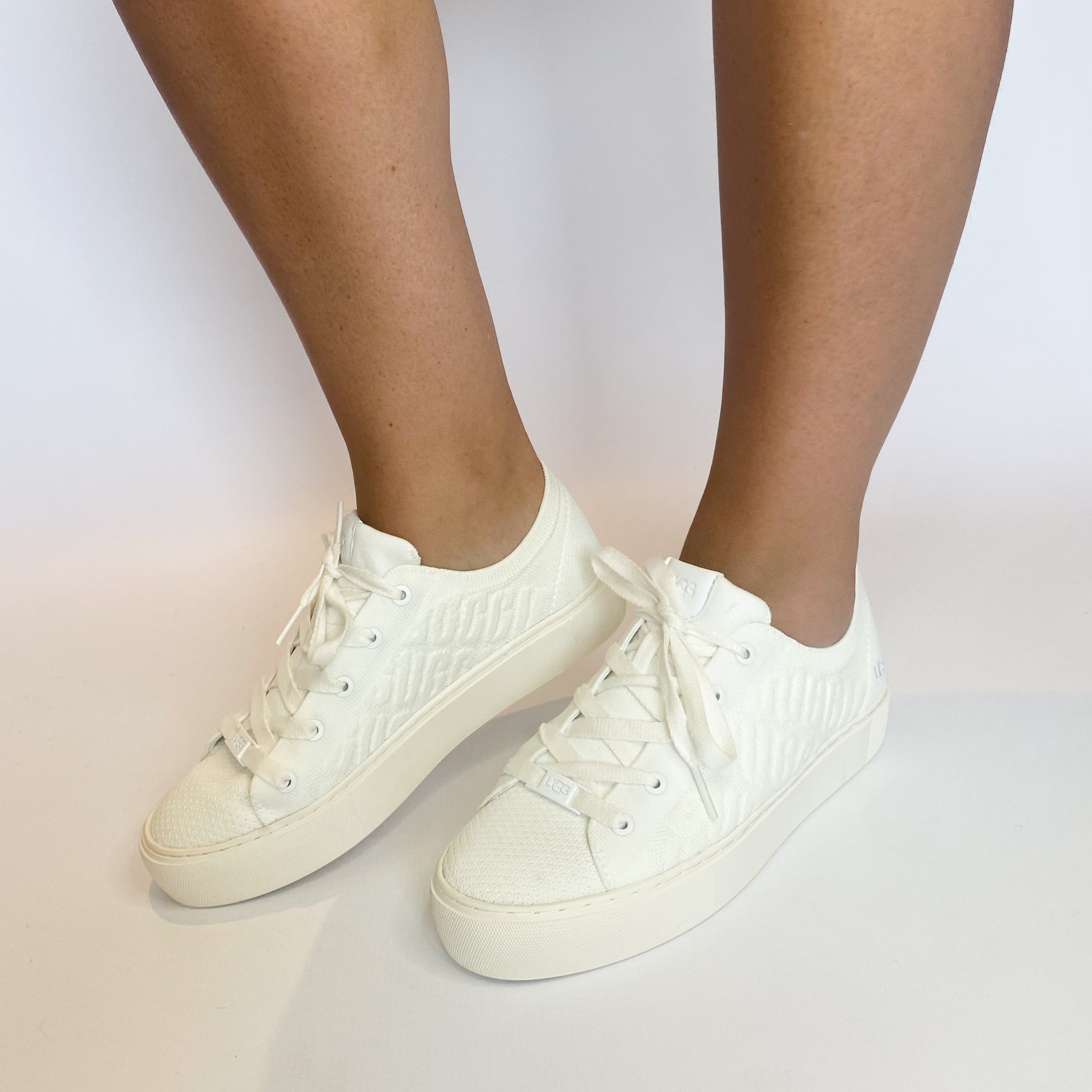 UGG white dinale graphic knit sneakers