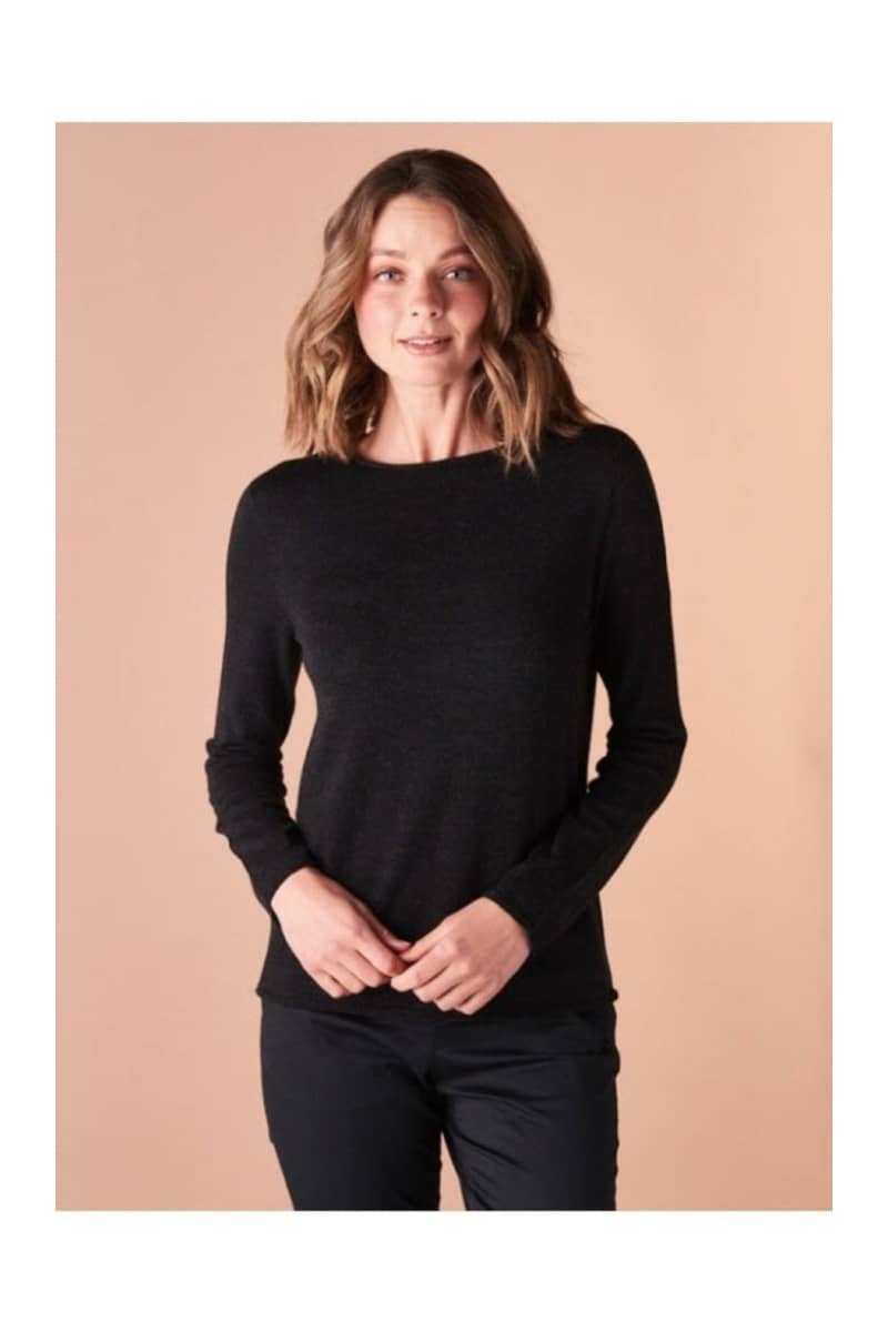 Uimi Black Phoebe Crew Neck Jersey Top