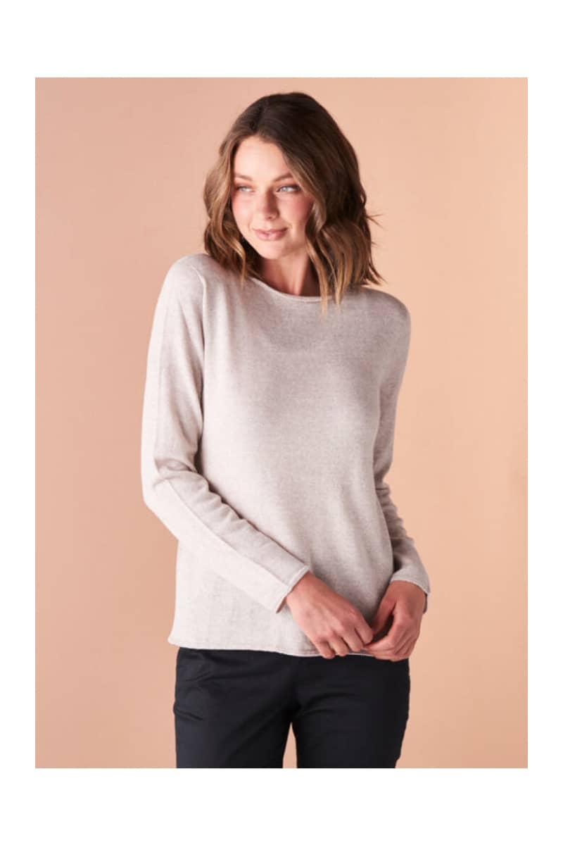 Uimi - Mushroom Phoebe Crew Neck Jersey Top