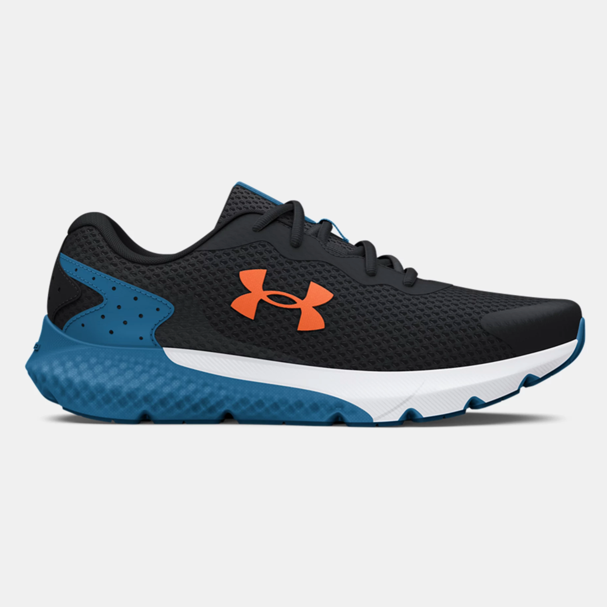 Under Armour Black Cosmic Blue Orange Blast Charged Rogue 3 Youth Sneaker