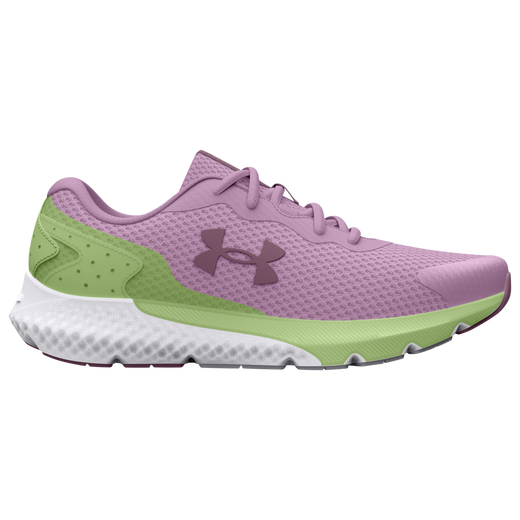 Under Armour youth sneaker Charged Rogue 3 Fresh Orchid/Lumos Lime/Misty Purple.