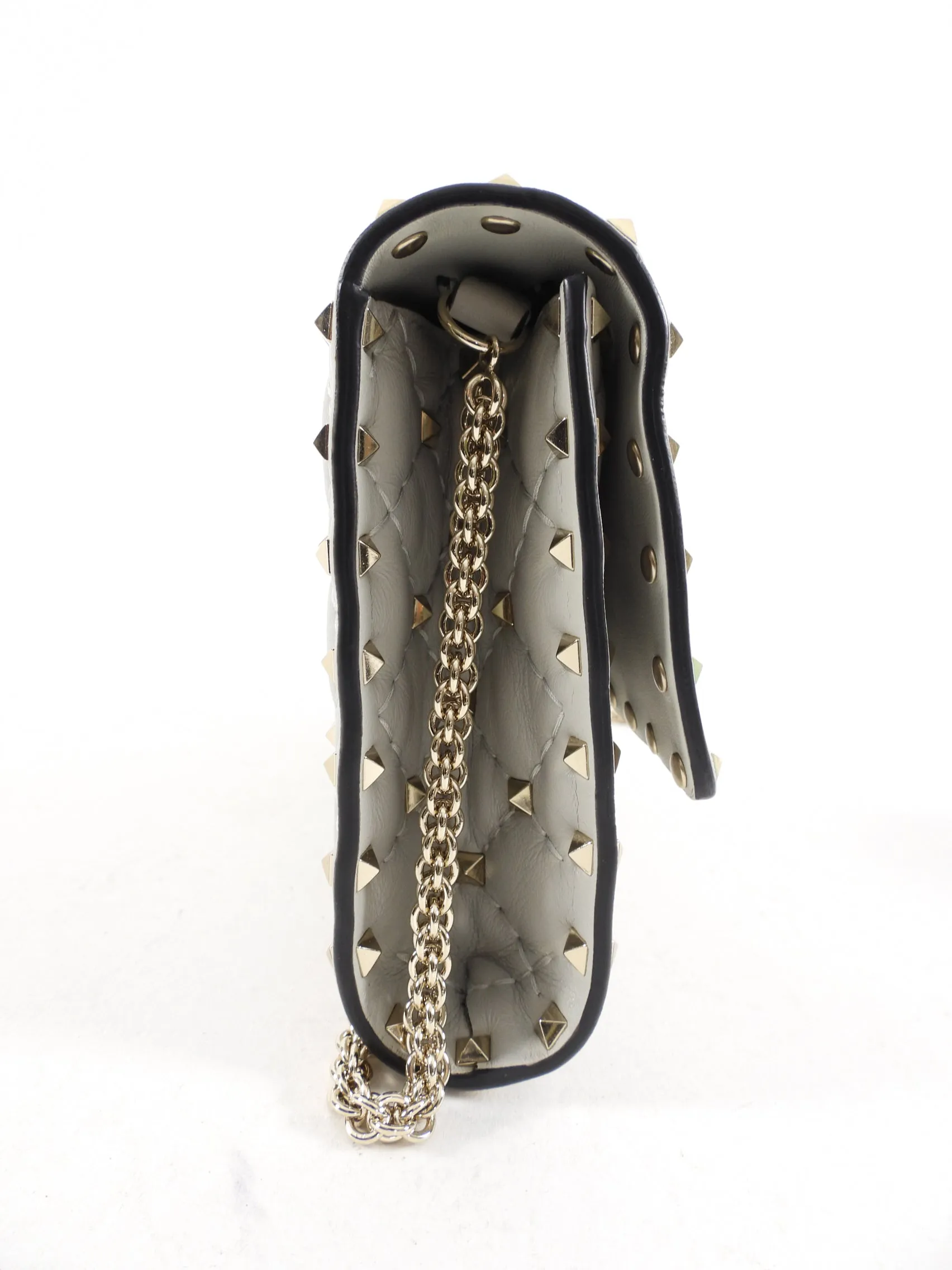 Valentino Light Grey Rock Stud Spike Clutch with Chain alternative