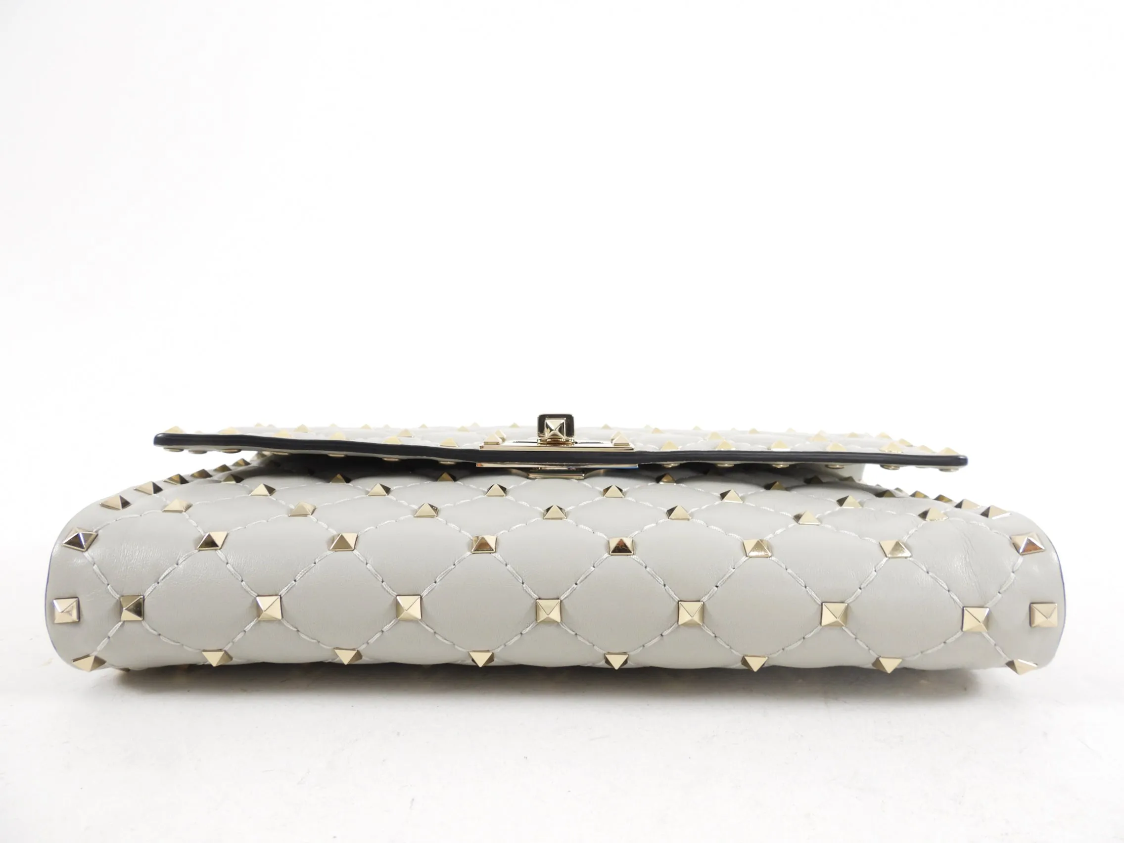 Valentino Light Grey Rock Stud Spike Clutch with Chain alternative