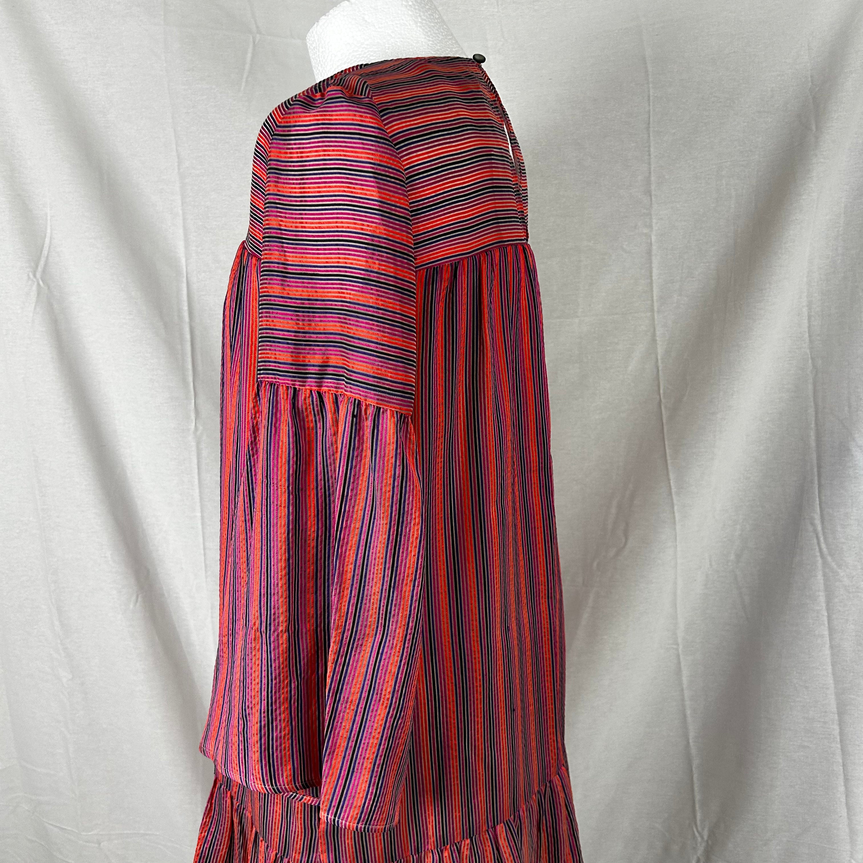 Vanessa Seward Pink Stripe Silk Jacquard Mini Dress - $710 - Size XS.