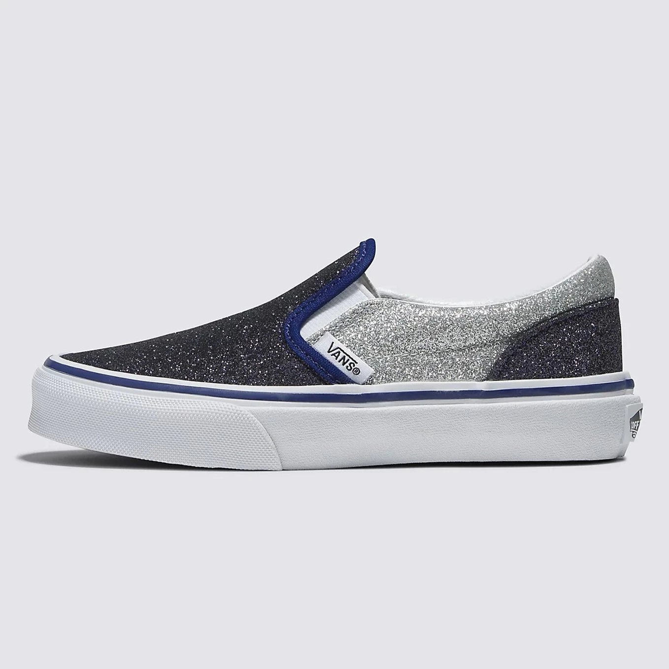 Vans Glitter Silver Navy 2 Tone Slip-On Children's Sneaker