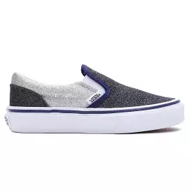 Vans Glitter Silver Navy 2 Tone Slip-On Children's Sneaker