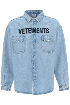 Denim Shirt with Vetements Logo Embellishment