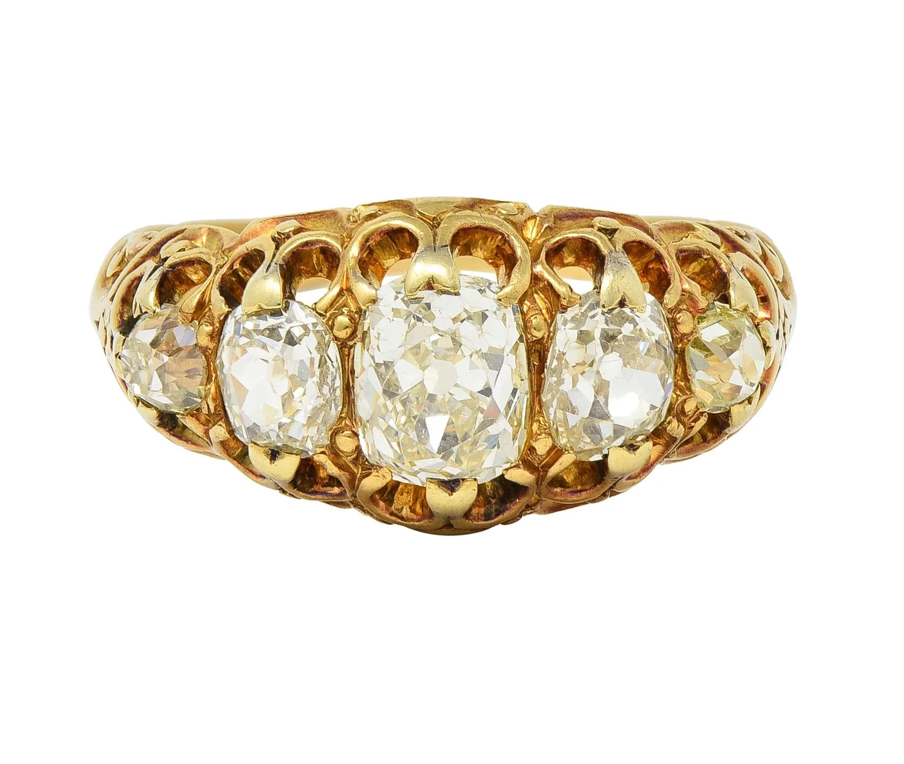 Vintage Old Mine Cut Diamond Gold Stone Ring