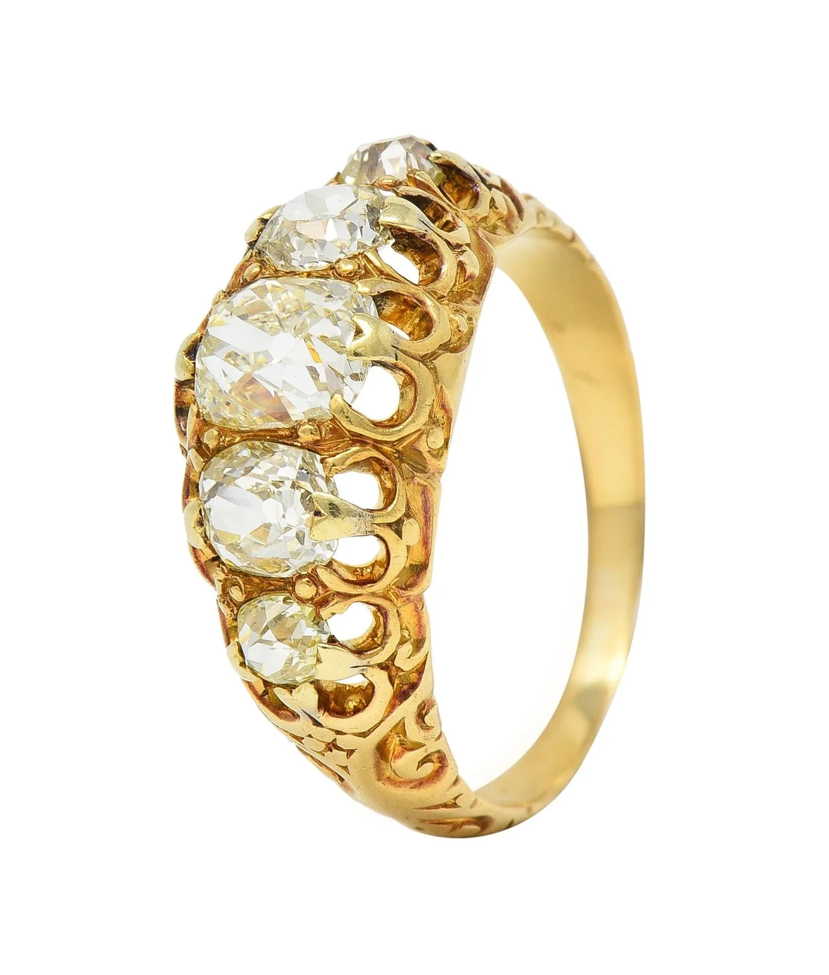 Vintage Old Mine Cut Diamond Gold Stone Ring