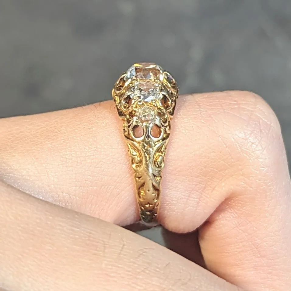 Vintage Old Mine Cut Diamond Gold Stone Ring