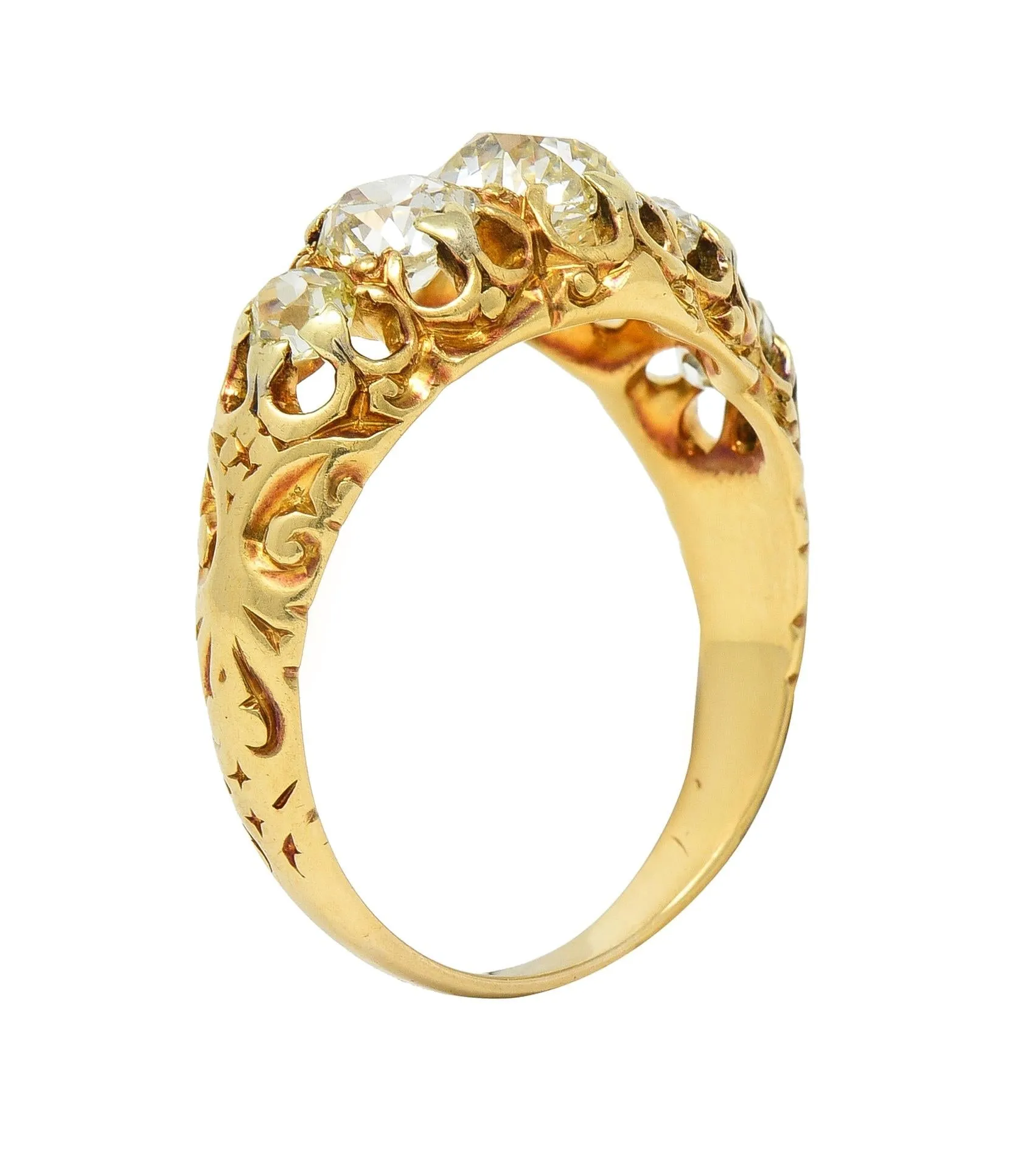 Vintage Old Mine Cut Diamond Gold Stone Ring