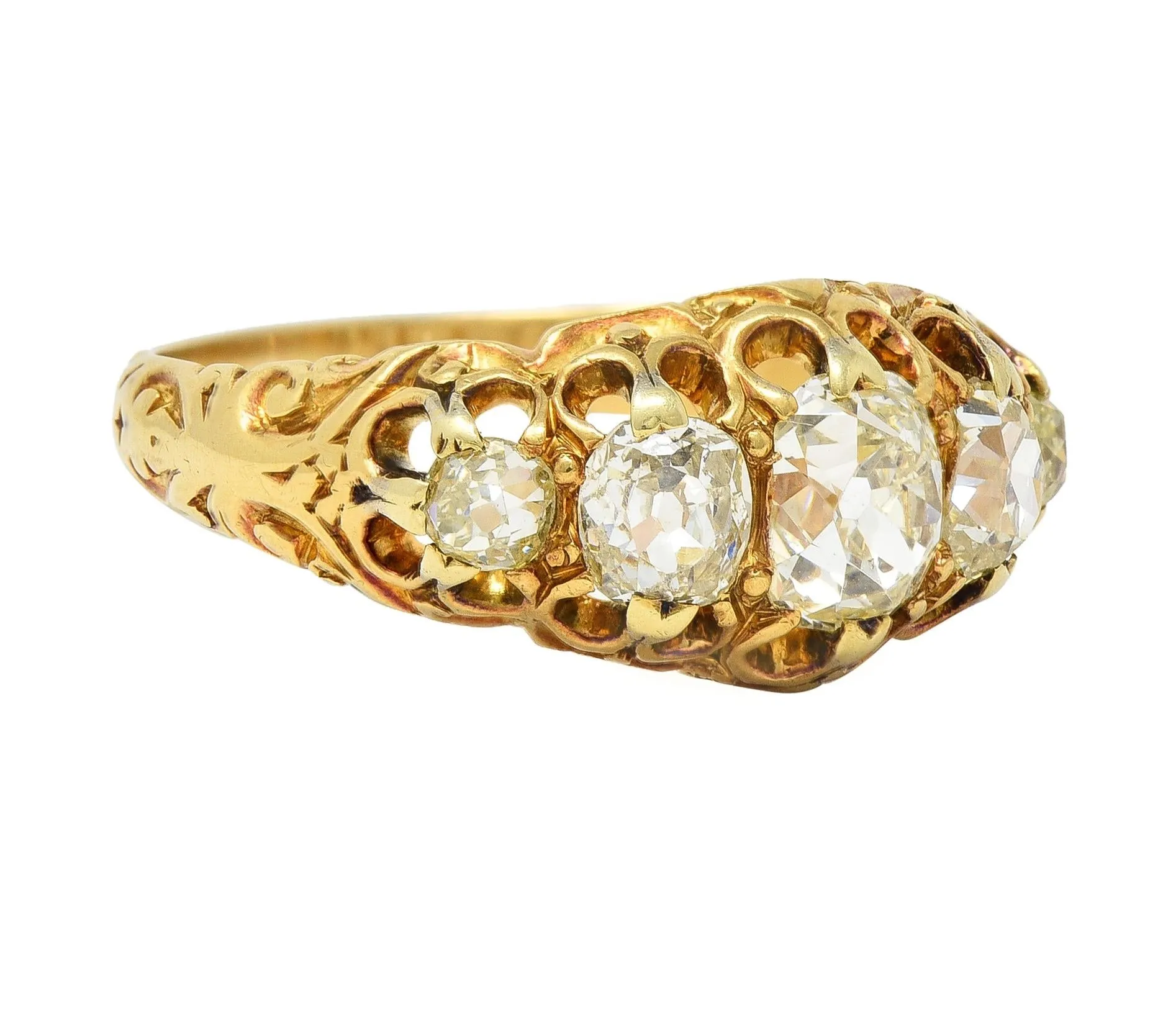 Vintage Old Mine Cut Diamond Gold Stone Ring