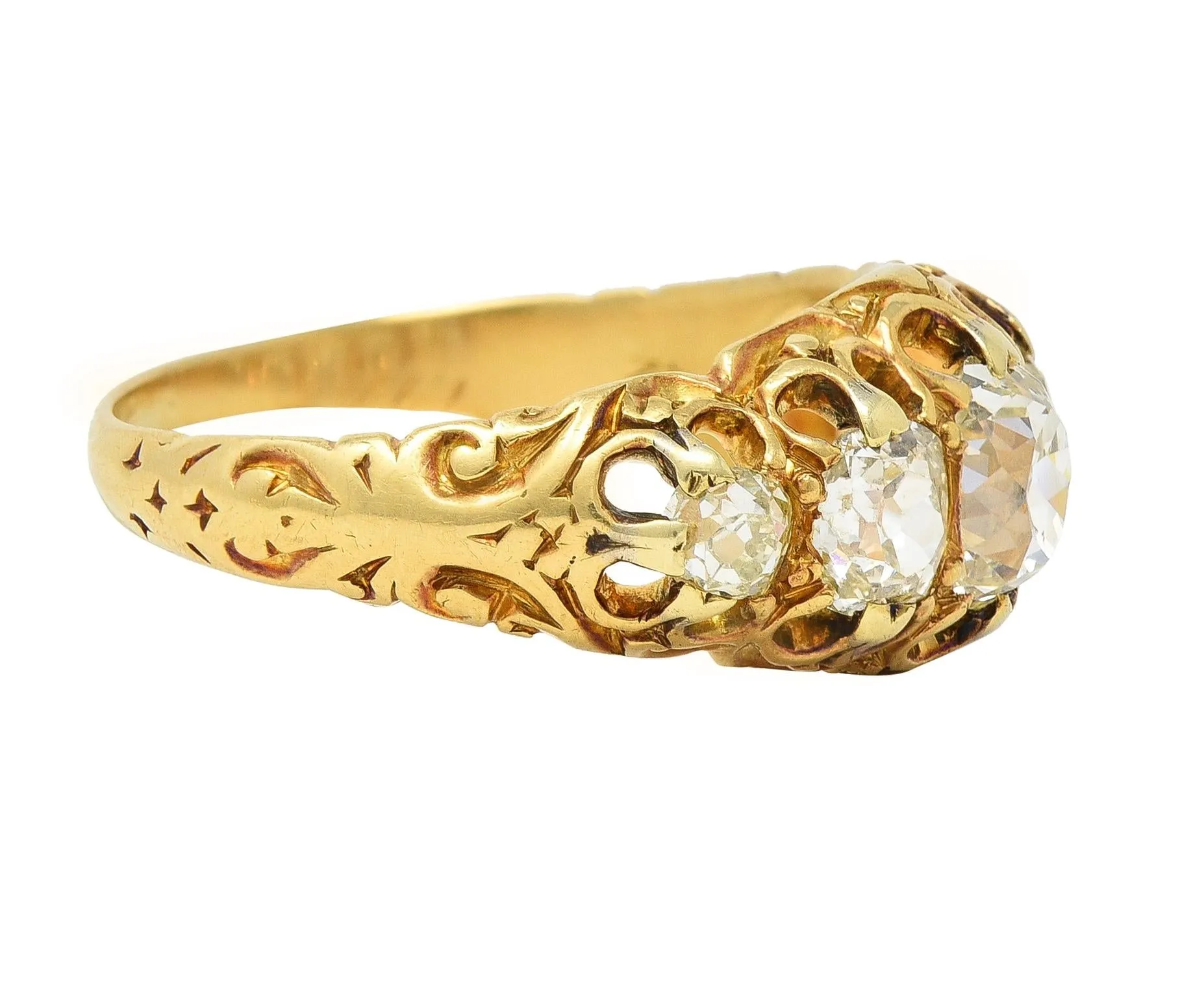 Vintage Old Mine Cut Diamond Gold Stone Ring