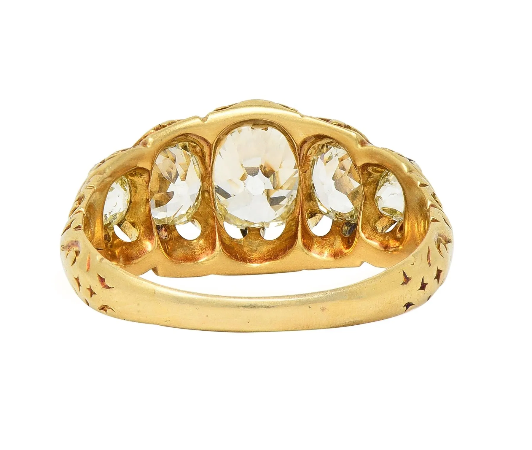 Vintage Old Mine Cut Diamond Gold Stone Ring