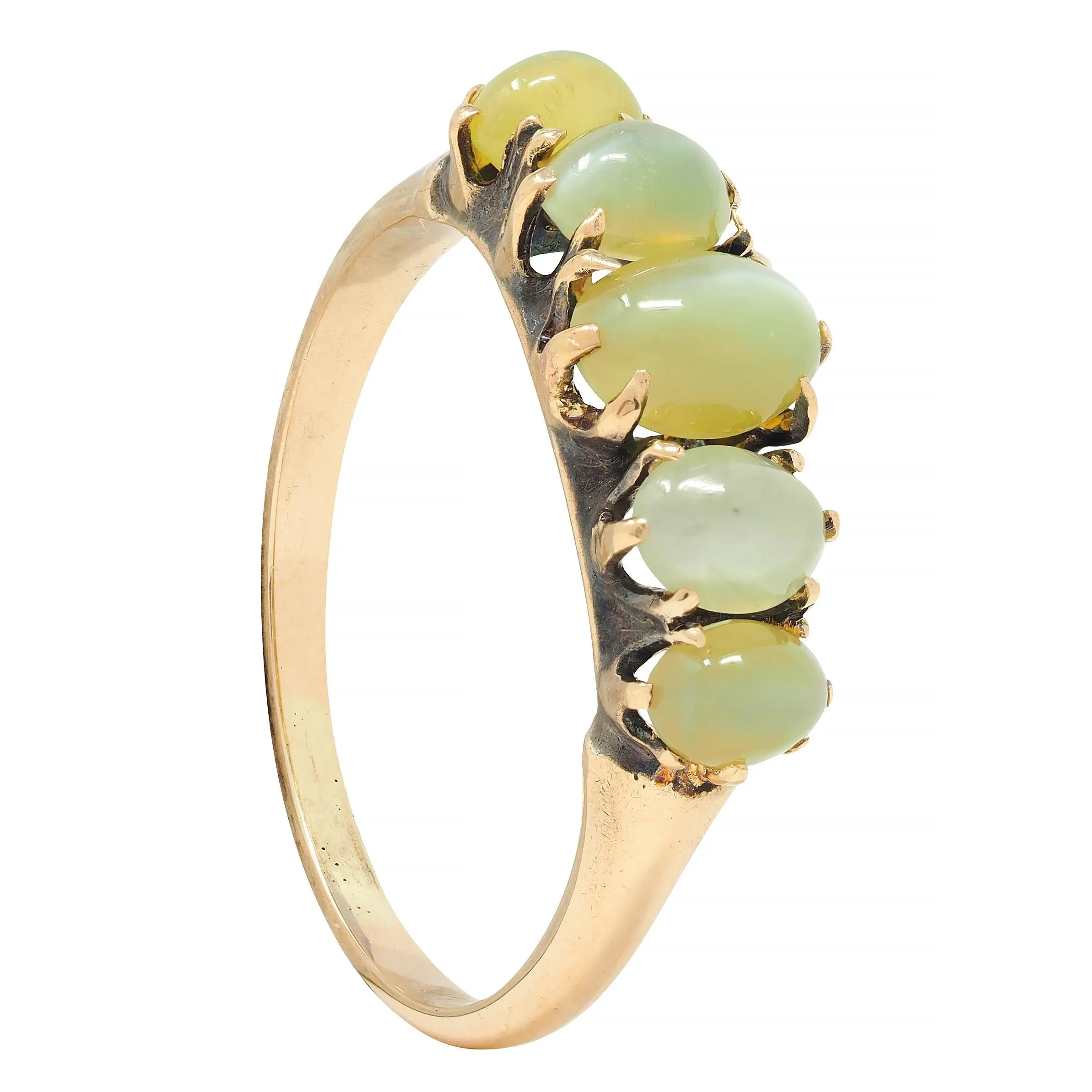 Vintage Cat's Eye Chrysoberyl Gold Stone Band Ring