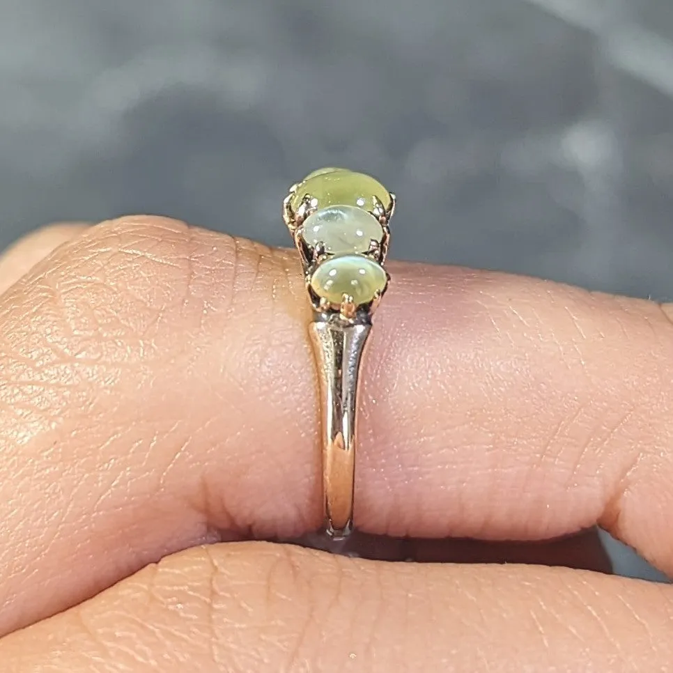 Vintage Cat's Eye Chrysoberyl Gold Stone Band Ring