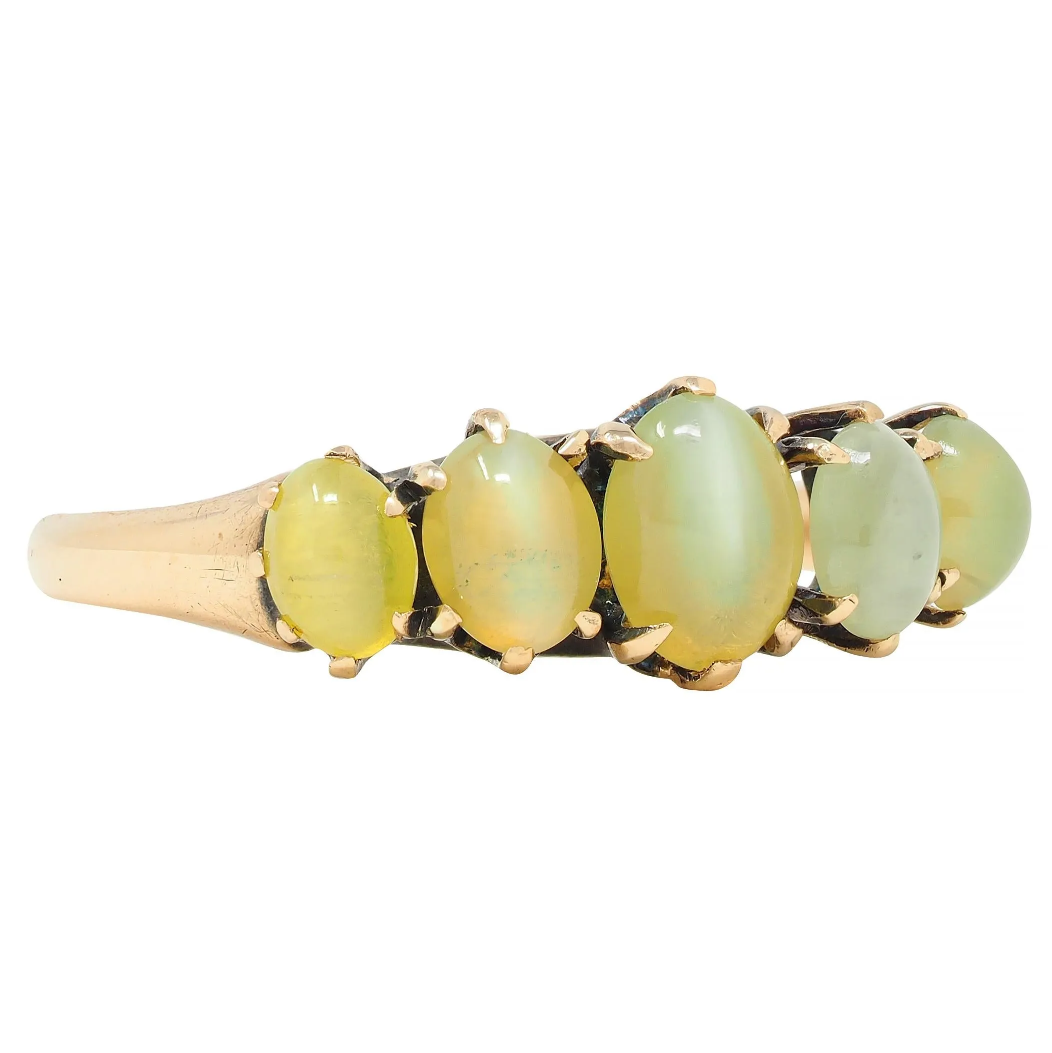 Vintage Cat's Eye Chrysoberyl Gold Stone Band Ring