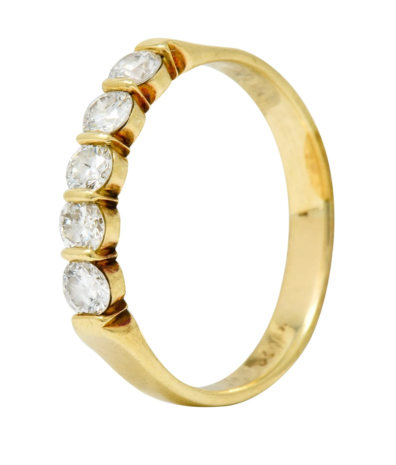 Vintage 0.65 Carat Total Weight Diamond 18 Karat Gold Five Stone Anniversary Band Ring