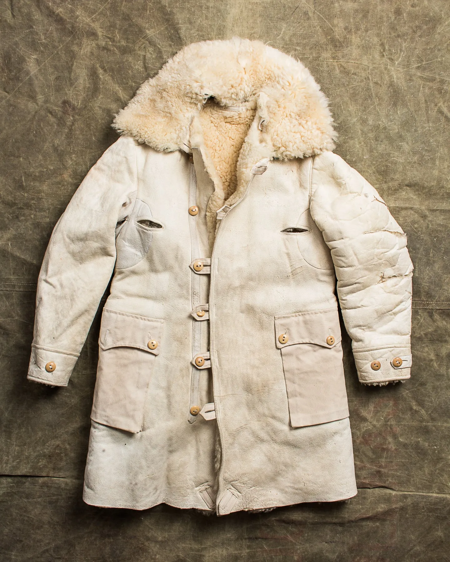 Vintage Swedish Army Shearling Survival Coat Livpls M 1916