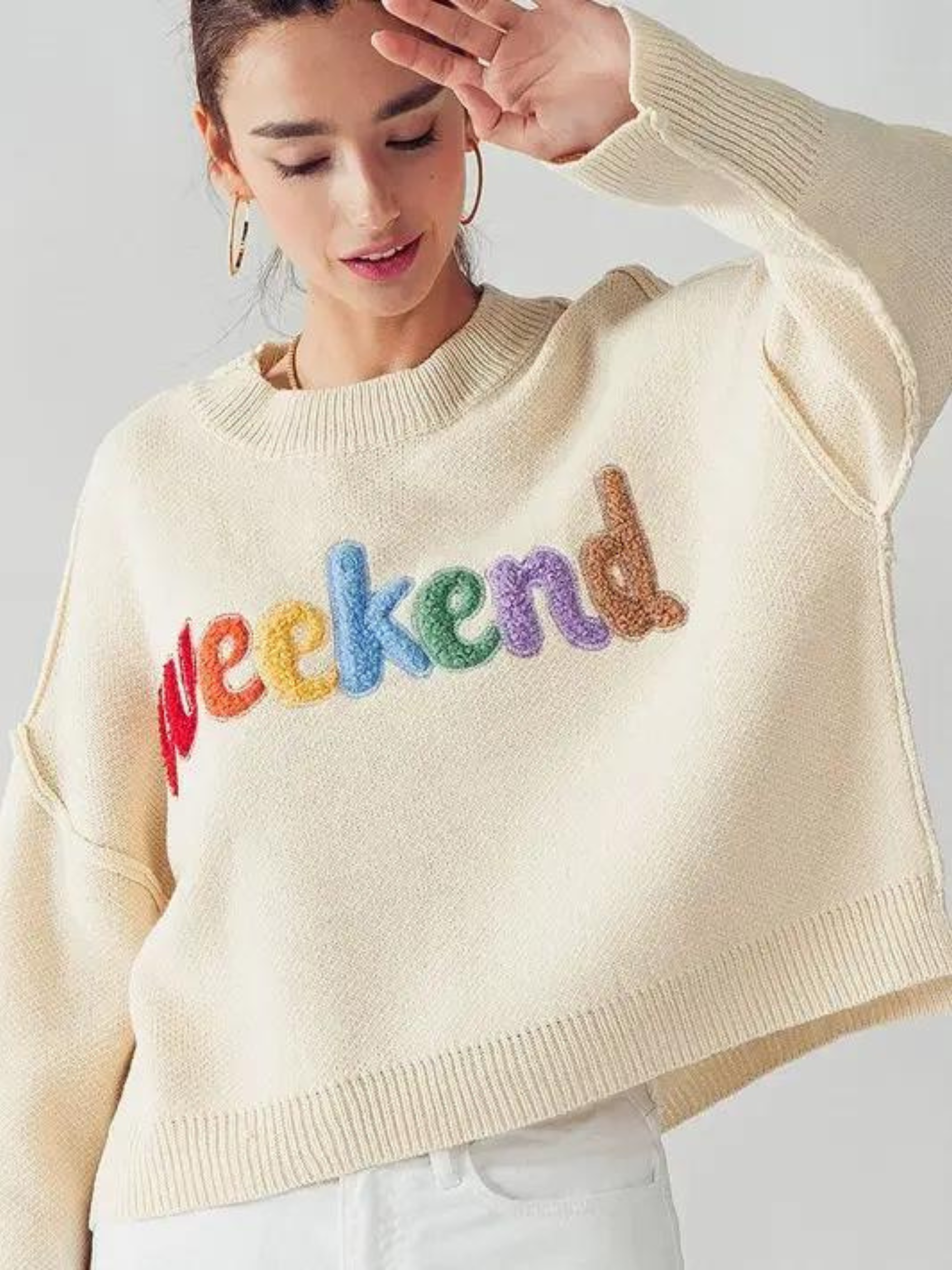 Weekend Sweater with Embroidered Design