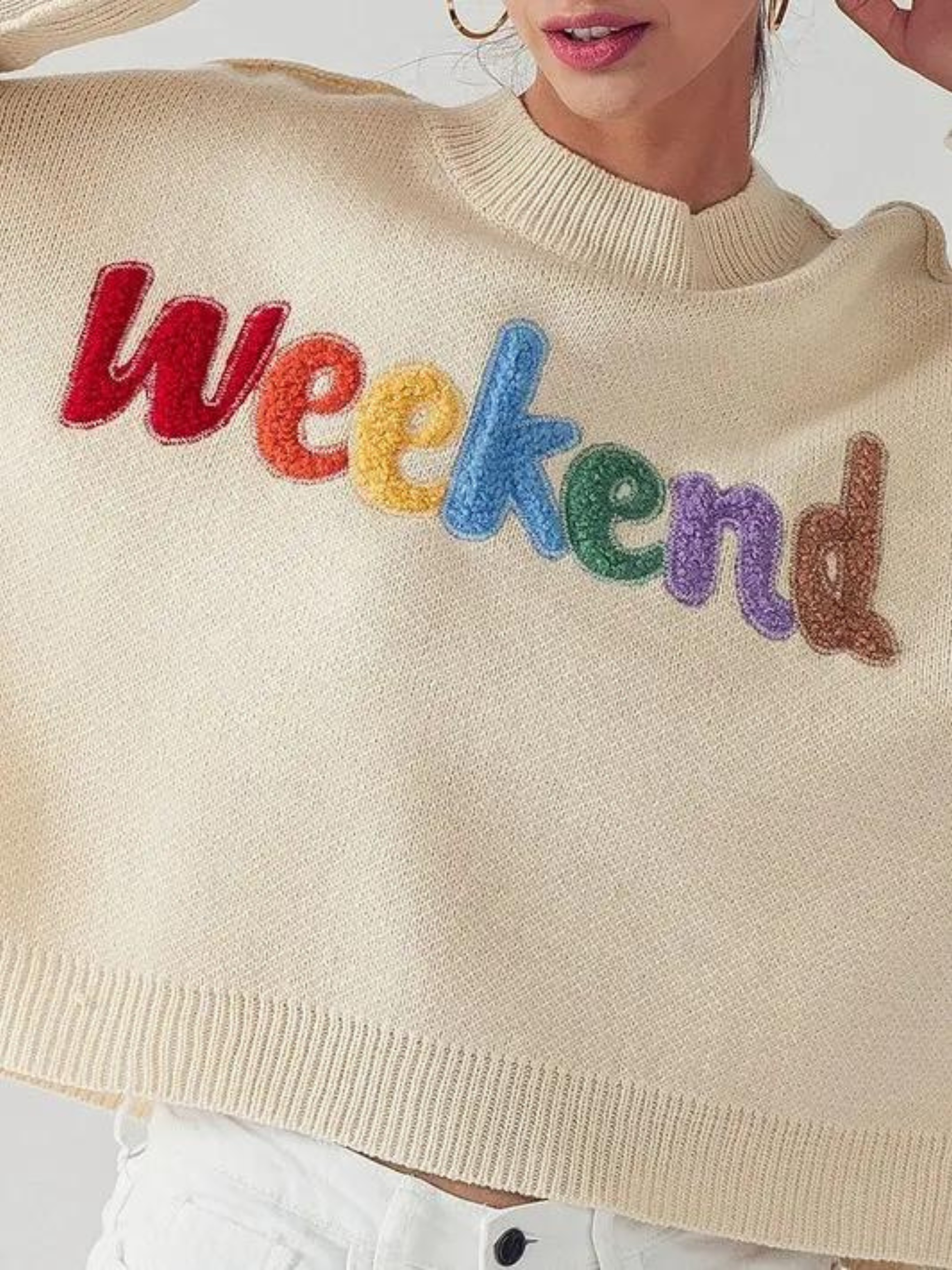 Weekend Sweater with Embroidered Design