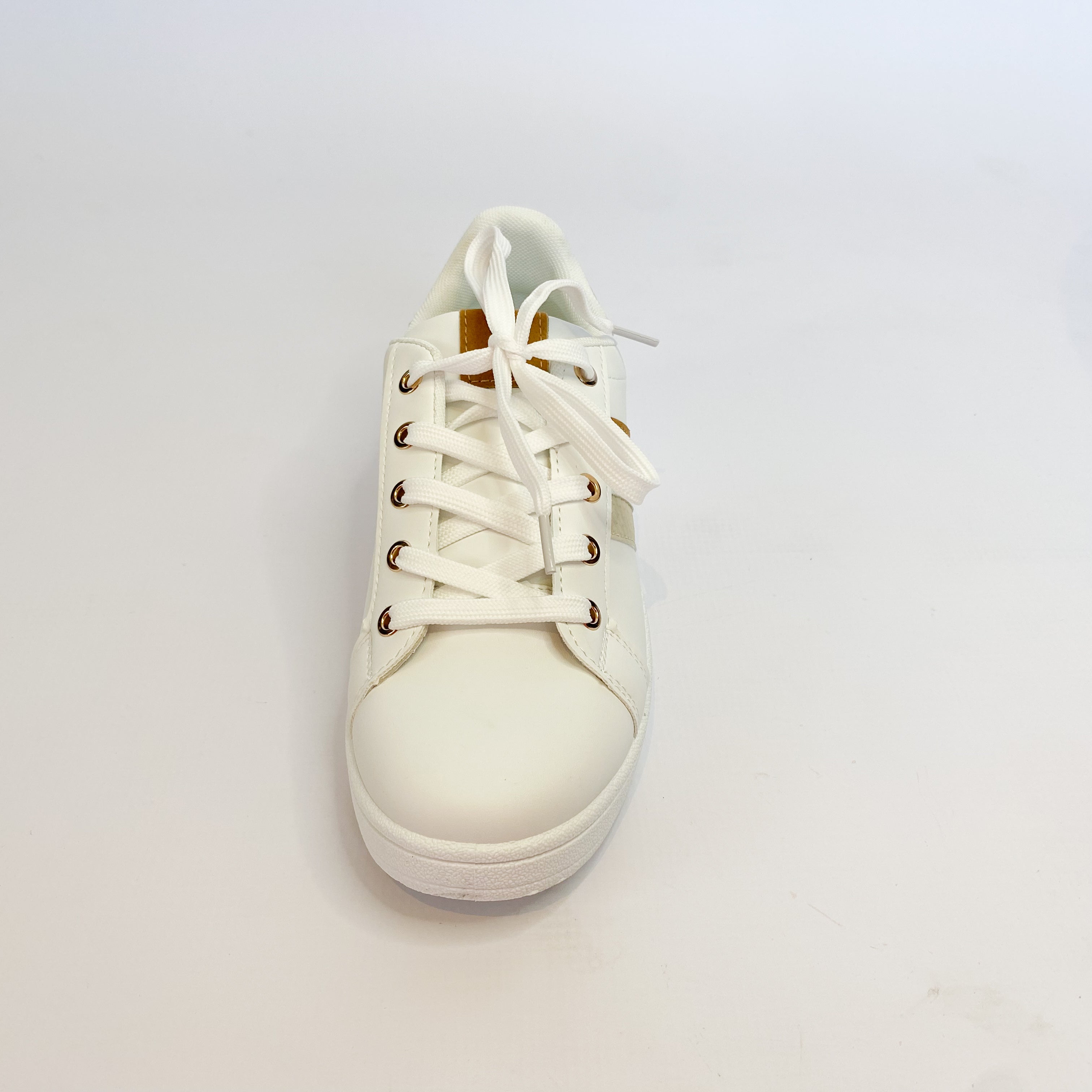 White and beige striped sneaker by KG.