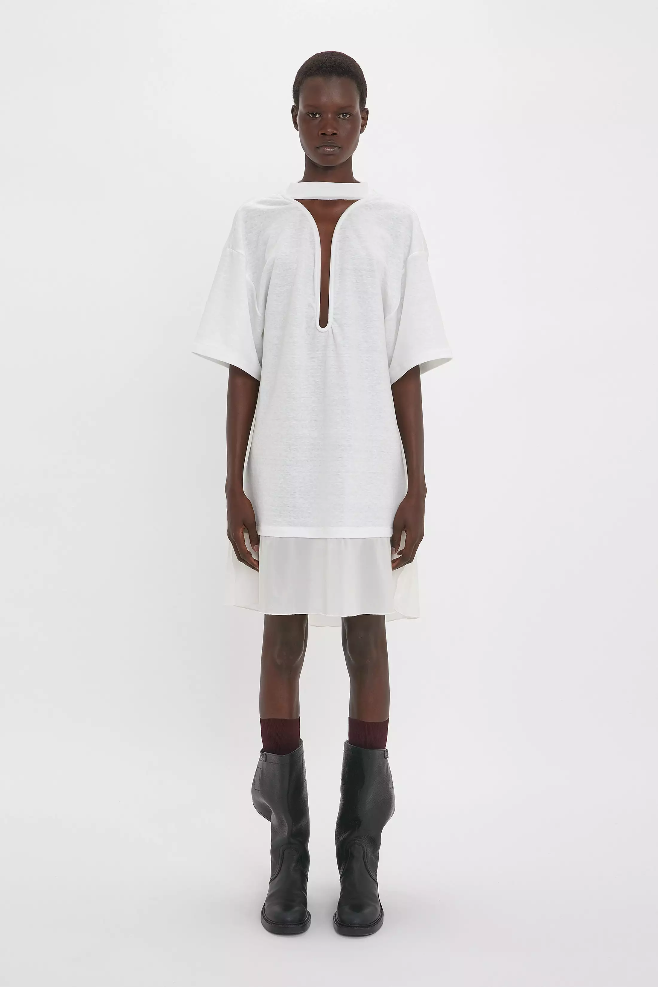 White Frame Cut-Out T-Shirt Dress